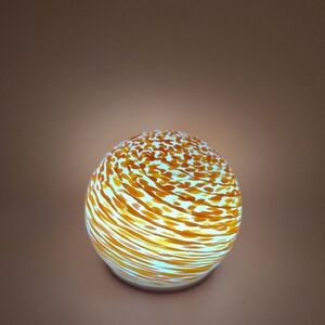 Elegant Orange Swirl Glass Sphere Night Light Lamp 3.5"